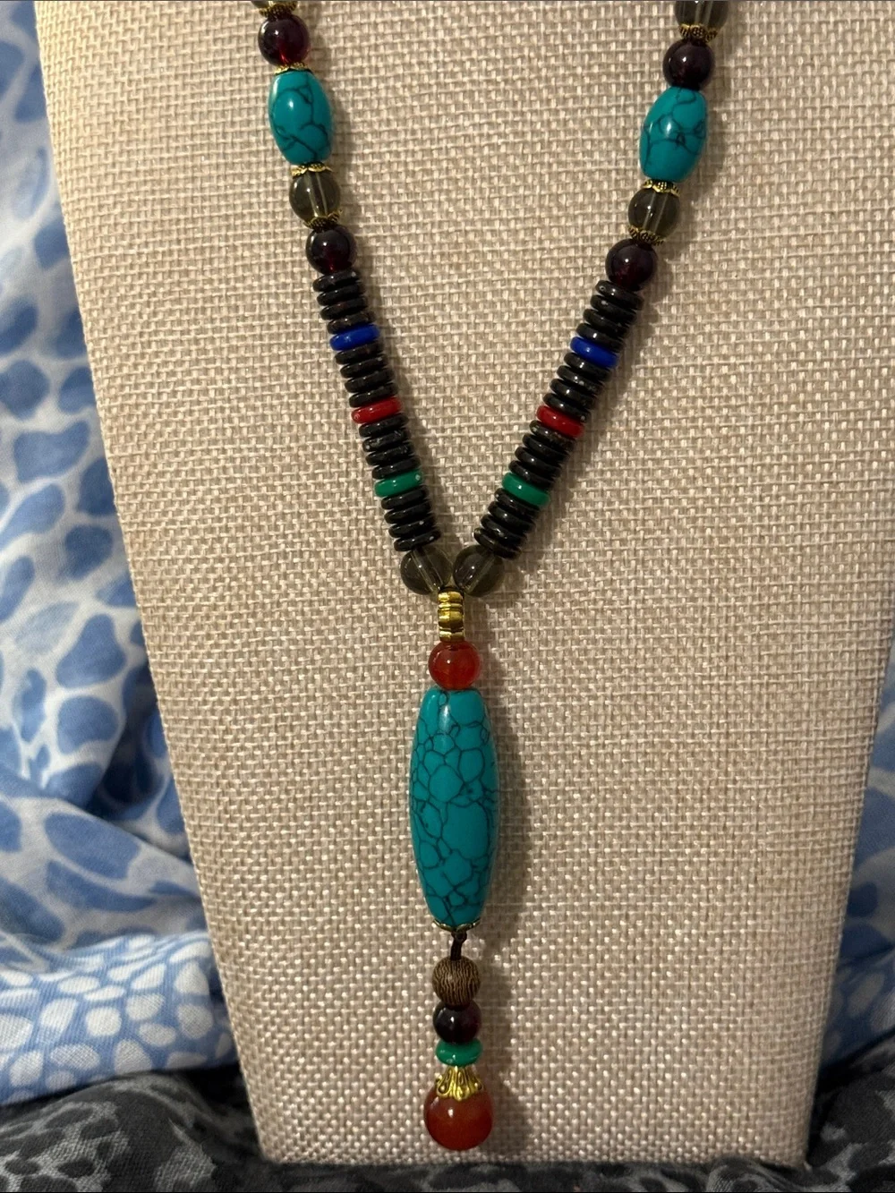 Turquoise Beaded Pendant Layered Necklace - Women Jewelry